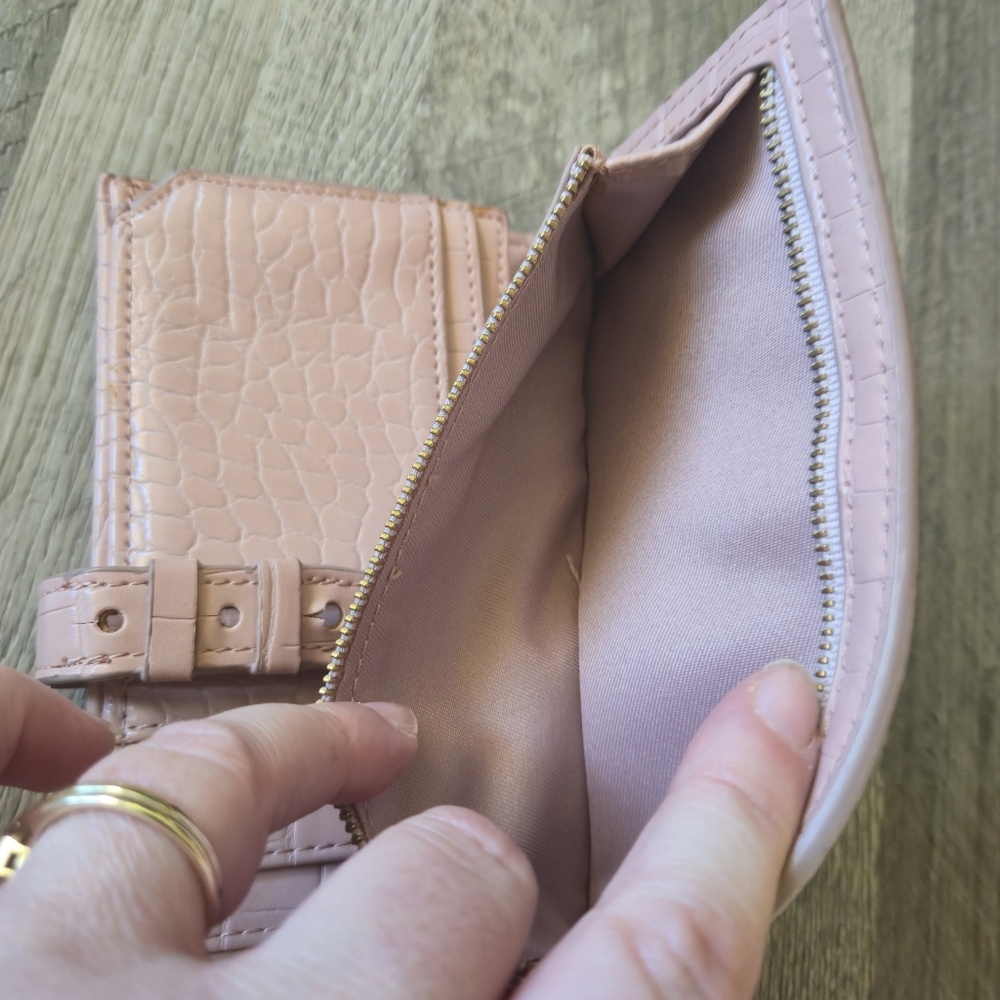 Love & Lore Pink Croc Embossed Continental Clutch Wallet Vegan Faux Leather - Picture 13 of 16